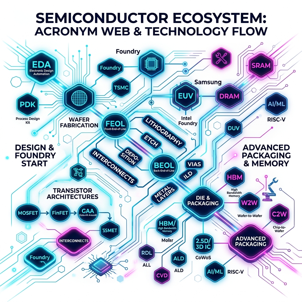 반도체 기술 약어 인포그래픽