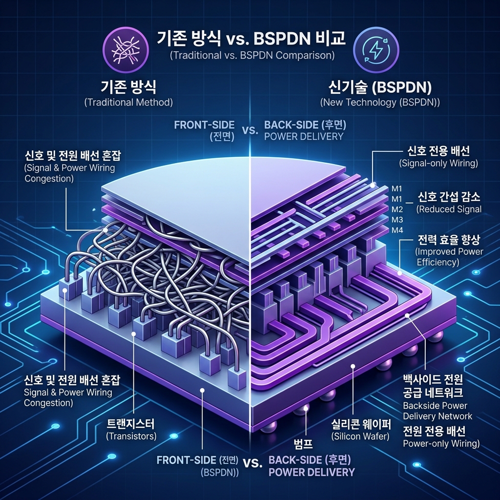 BSPDN 개념 비교도