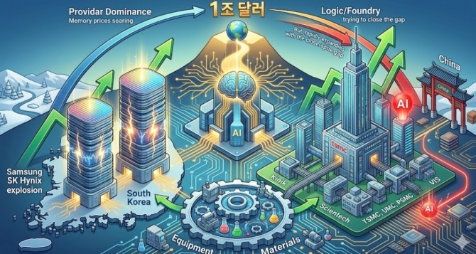 # J-Hub AI 분석: AI 시대, 1조 달러 돌파 반도체 시장의 기술적 격변과 한국 기업의 전략적 과제